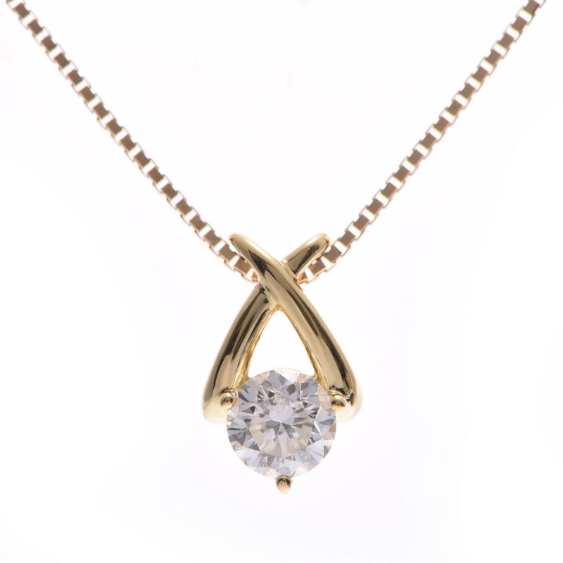 Diamond 0.324ct H-SI2-G Ladies K18YG Necklace A Rank Used Ginzo