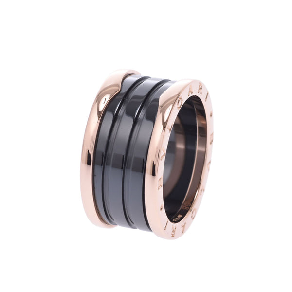 BVLGARI Bulgari B-ZERO ring #58 size M 17 unisex K18PG/ black ceramic ring, ring A rank used silver storehouse