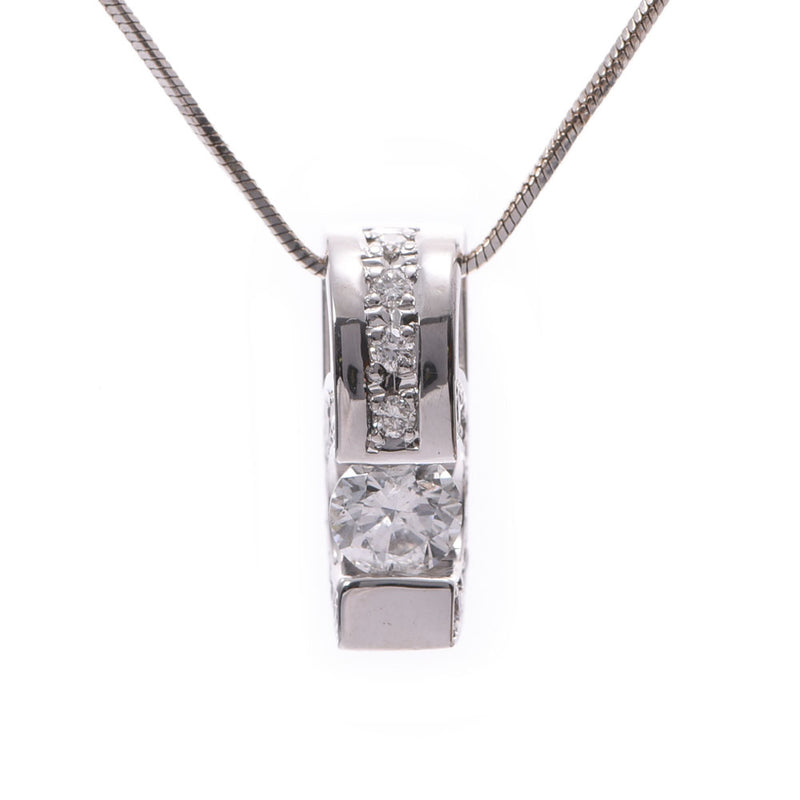 Single Diamond Diamond 0.30/0.15ct Women's K18WG Necklace A Rank Used Ginzo