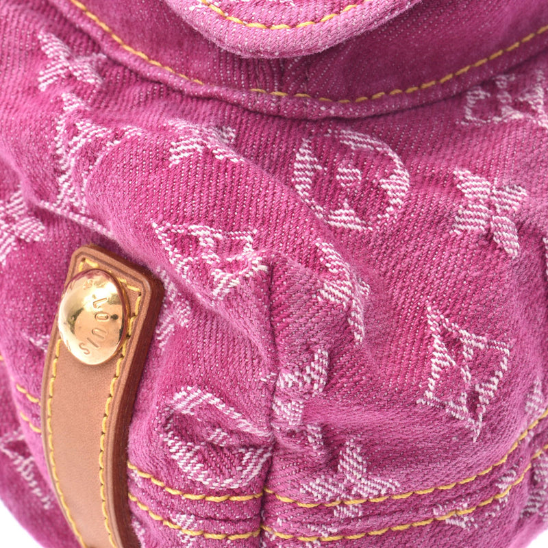 Louis Vuitton Mini Pleaty Monogram Denim Shoulder Bag Fuchsia Pink