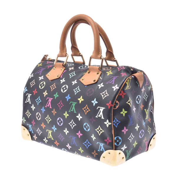 LOUIS VUITTON ルイヴィトン マルチカラー スピーディ30 黒 M92642 レディース モノグラムマルチカラー レザー ハンドバッグ Bランク 中古 銀蔵