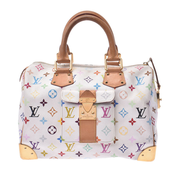 30 LOUIS VUITTON Louis Vuitton multicolored speedy Bronn (white) M92643 Lady's monogram multicolored leather handbag B ranks used silver storehouse