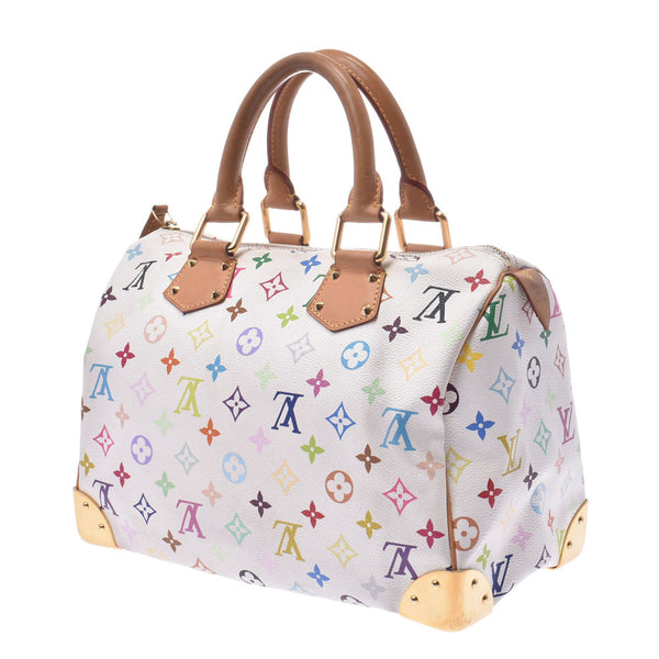 30 LOUIS VUITTON Louis Vuitton multicolored speedy Bronn (white) M92643 Lady's monogram multicolored leather handbag B ranks used silver storehouse