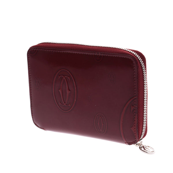 CARTIER Mini Zip Wallet Happy Birthday Di Bordeaux Unisex Leather Bi-fold Wallet A Rank Used Ginzo