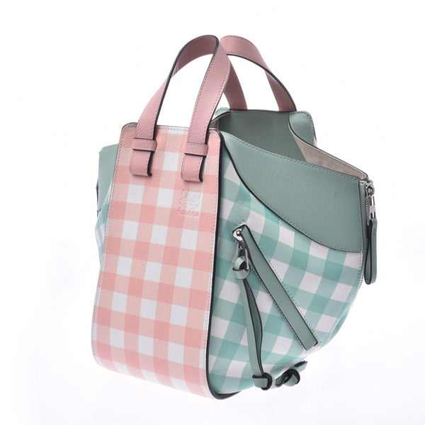 LOEWE, Roebe, Hammock, Small Gingham Check, Green/Pink, Ladies' Carf, 2WAY Bags A Rank, used silverware