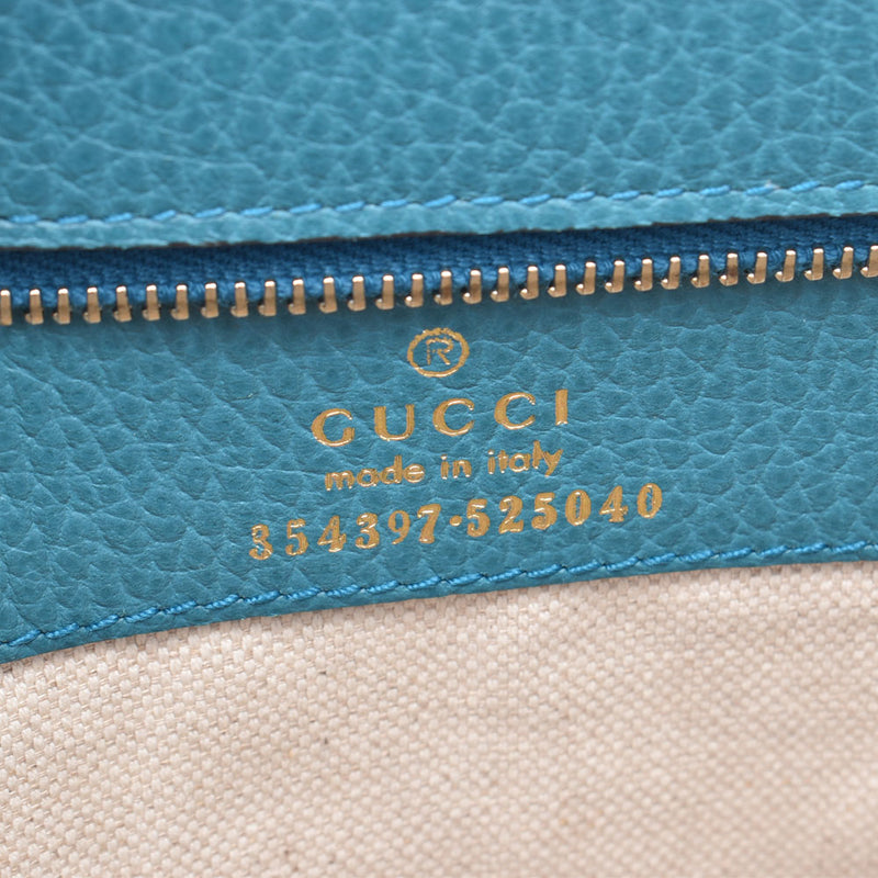 GUCCI Gucci Swing Tote Blue/Green 354397 Ladies Calf Tote Bag AB Rank Used Ginzo