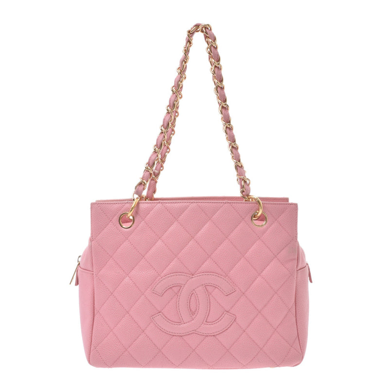 CHANEL Chanel matelasse PTT petit thymeless tote bag pink gold metal fittings Lady's caviar skin handbag B rank used silver storehouse