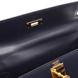 HERMES Hermes Kelly 28 Outer sewing handbag Navy gold metal fittings ○ Y stamp (around 1995) Ladies BOX calf 2WAY bag AB rank used Ginzo