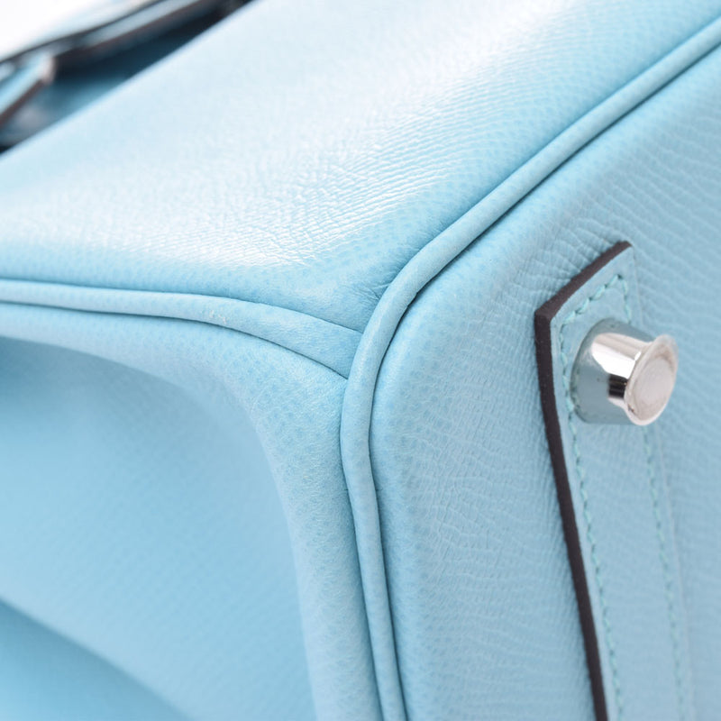 HERMES Birkin 30 Blue Atour Silver Hardware T Engraved (around 2015) Ladies Vow Epson Handbag A Rank Used Ginzo
