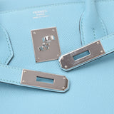 HERMES Birkin 30 Blue Atour Silver Hardware T Engraved (around 2015) Ladies Vow Epson Handbag A Rank Used Ginzo