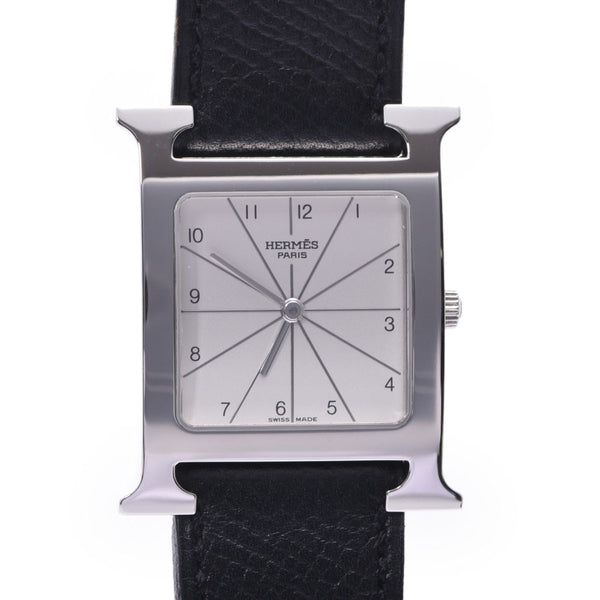 HERMES Hermes H Watch HH1.510 Boys SS/Leather Watch Quartz Silver Dial AB Rank Used Ginzo