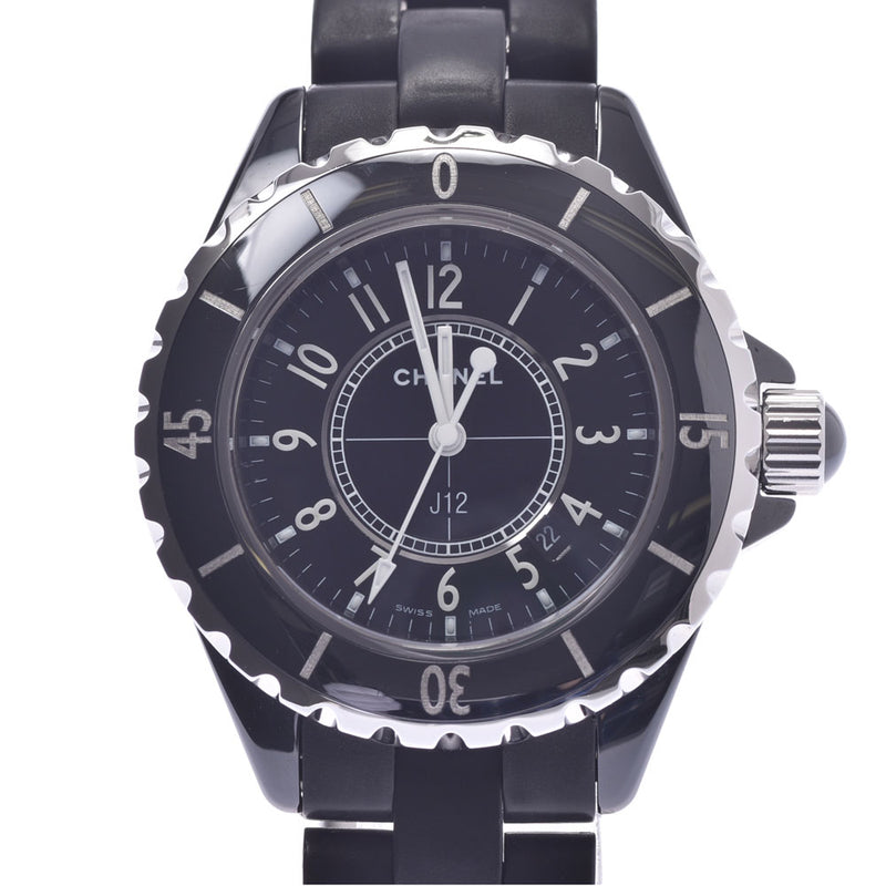 CHANEL CHANEL J12 33mm H0681 Boys Black Ceramic /SS/Rubber Watch Quartz Black Dial AB Rank Used Ginzo