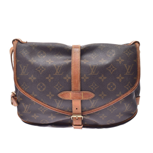 LOUIS VUITTON ルイヴィトン モノグラム ソミュール30 ブラウン M42256 ユニセックス モノグラムキャンバス ショルダーバッグ Cランク 中古 銀蔵