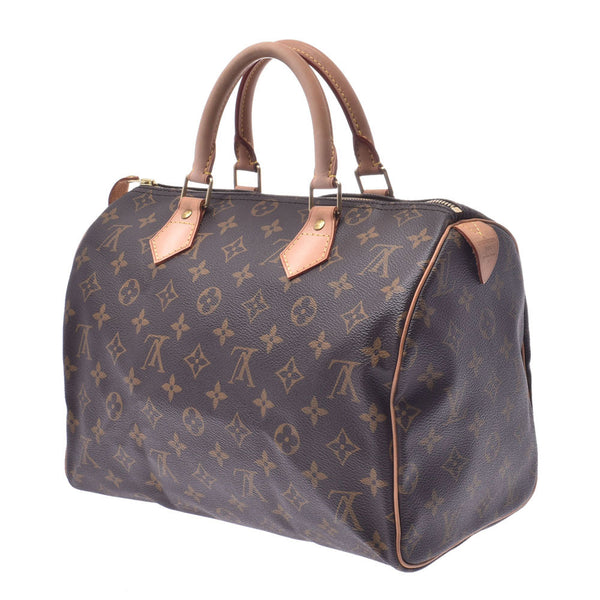 看看美国,Luivington Monogram Speedy 30 Brown M41526 Unisex Monogram Canvas手提包AB行列使用银夹克