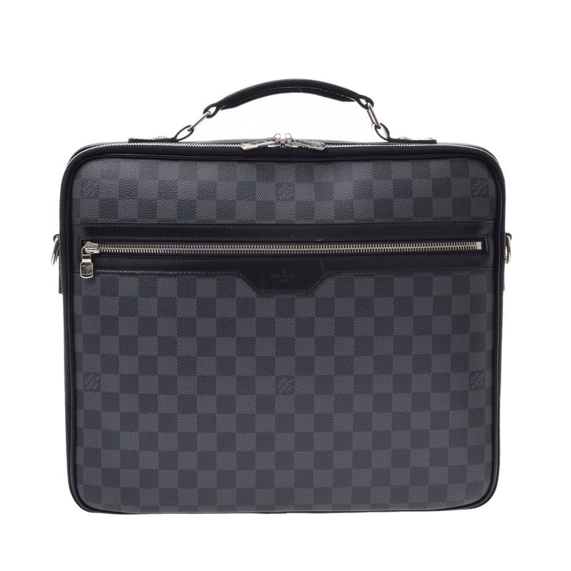 LOUIS VUITTON Louis Vuitton: Steve Briefcase Black N58030 Men' s Graphic N58030 Canvas canvas business bags B-rank used silver storey