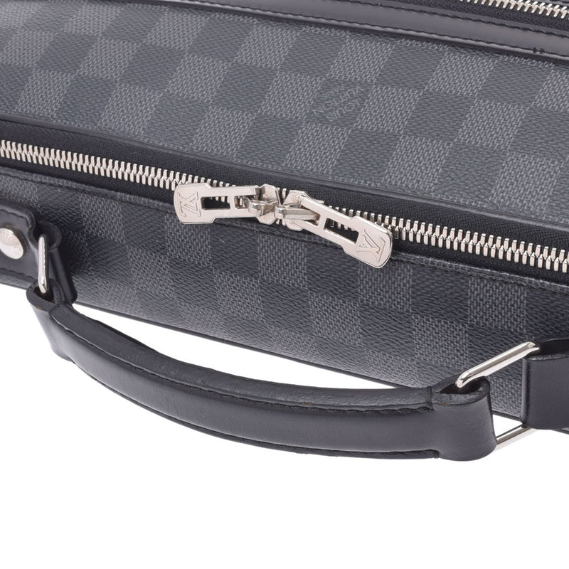 LOUIS VUITTON Louis Vuitton: Steve Briefcase Black N58030 Men' s Graphic N58030 Canvas canvas business bags B-rank used silver storey