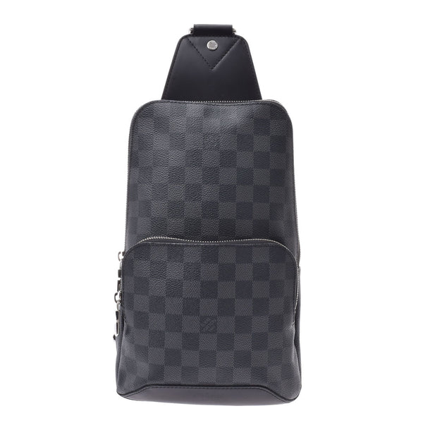 LOUIS VUITTON Louis Vuitton Damier Graphite Avenue Sling Bag Black N41719 Men's Damier Graphite Canvas Leather Body Bag A Rank Used Ginzo