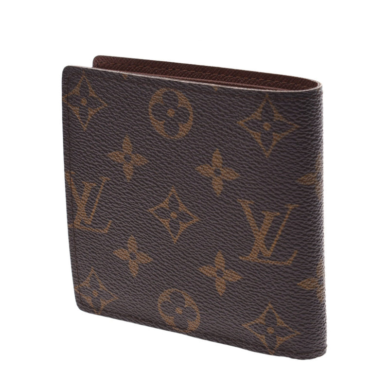 LOUIS VUITTON, Louviton, Port-Fouil, Marco, Brown, M61675, Menz, Monogram, canvas two, fold canvas, wallet, AB, AB, rank used, silver.