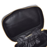 CHANEL Chanel horizontal vanity bag black gold metal fittings ladies caviar skin handbag a-rank second-hand silver