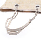 CHANEL Chanel Deauville chain tote bag beige Lady's straw canvas shoulder bag B rank used silver storehouse