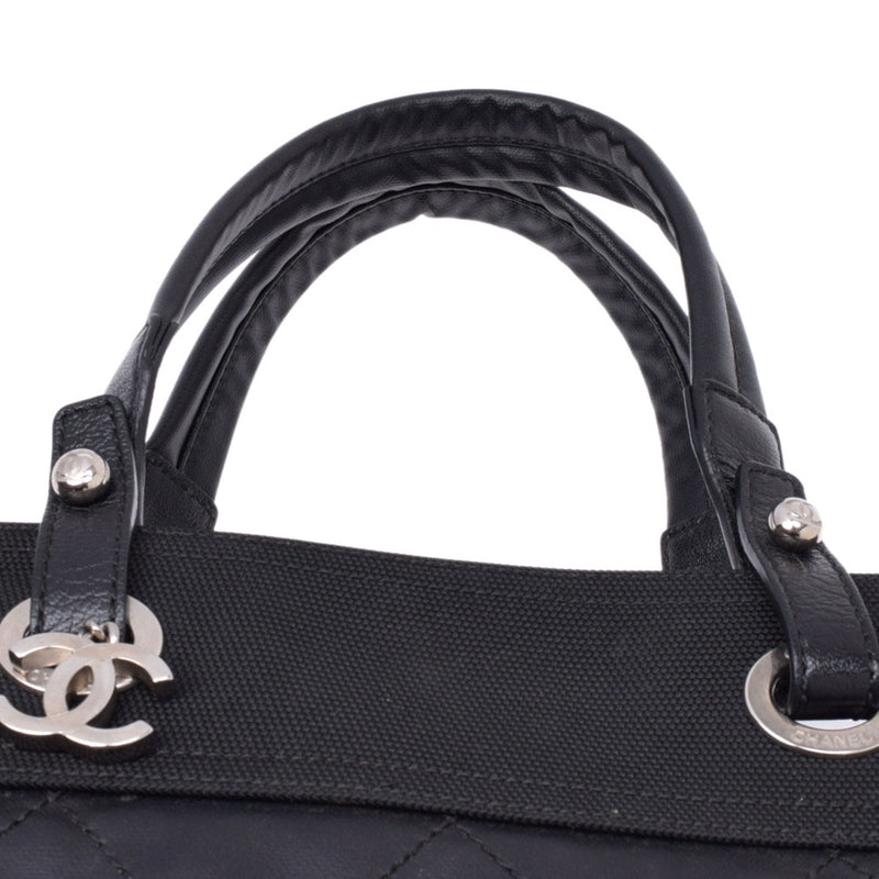 CHANEL Chanel Paris Biarritz Thoth MM black unisex calf tote bag AB rank used silver storehouse