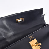 HERMES爱马仕凯利32外缝制2WAY袋黑金金属配件○Y刻（1995年左右）女士BOX小牛皮手提包B等级二手的Ginzo