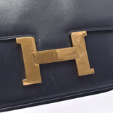 HERMES Constance 23 navy blue gold metal fittings ○ Z stamped (around 1996) Ladies BOX calf shoulder bag B rank used Ginzo