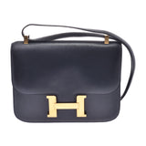 HERMES Constance 23 navy blue gold metal fittings ○ Z stamped (around 1996) Ladies BOX calf shoulder bag B rank used Ginzo