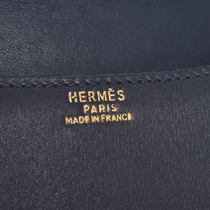 HERMES Constance 23 navy blue gold metal fittings ○ Z stamped (around 1996) Ladies BOX calf shoulder bag B rank used Ginzo