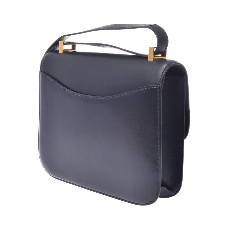 HERMES Constance 23 navy blue gold metal fittings ○ Z stamped (around 1996) Ladies BOX calf shoulder bag B rank used Ginzo