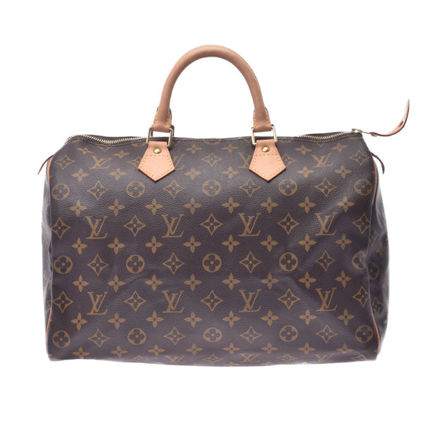 LOUIS VUITTON路易威登Monogram Speedy 35棕色M41524中性Monogram帆布皮革手袋AB等级二手Ginzo