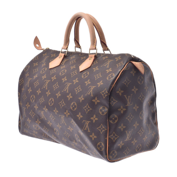 LOUIS VUITTON路易威登Monogram Speedy 35棕色M41524中性Monogram帆布皮革手袋AB等级二手Ginzo