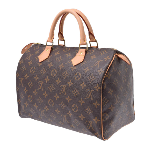 LOUIS VUITTON路易威登Monogram Speedy 30棕色M41526女士Monogram帆布皮革手提包A Rank Used Ginzo