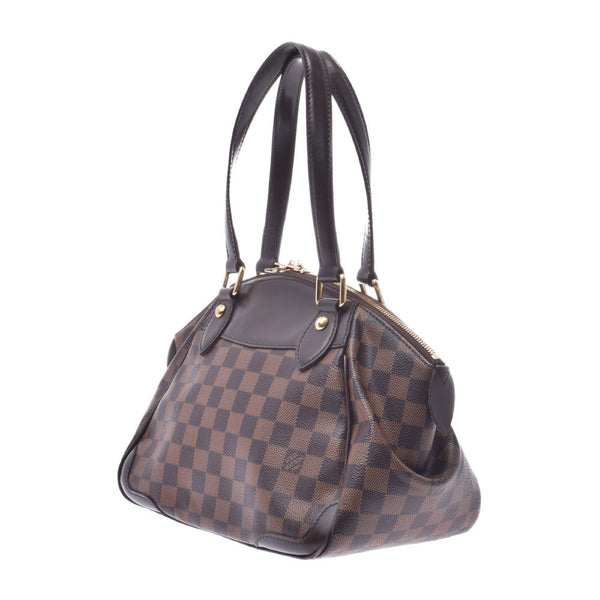 LOUIS VUITTON路易威登Damier Verona PM棕色N41117女士Damier帆布皮革手提包B等级二手Ginzo