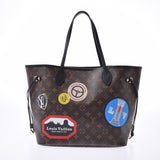 LOUIS VUITTON路易威登Monogram Neverfull MM World Tour Sticker棕色M42844中性Monogram帆布手提袋A级二手Ginzo