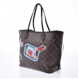 LOUIS VUITTON路易威登Monogram Neverfull MM World Tour Sticker棕色M42844中性Monogram帆布手提袋A级二手Ginzo