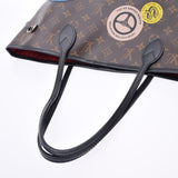 LOUIS VUITTON路易威登Monogram Neverfull MM World Tour Sticker棕色M42844中性Monogram帆布手提袋A级二手Ginzo