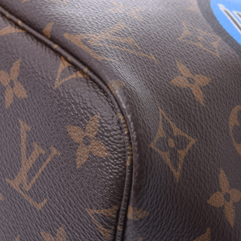 LOUIS VUITTON路易威登Monogram Neverfull MM World Tour Sticker棕色M42844中性Monogram帆布手提袋A级二手Ginzo