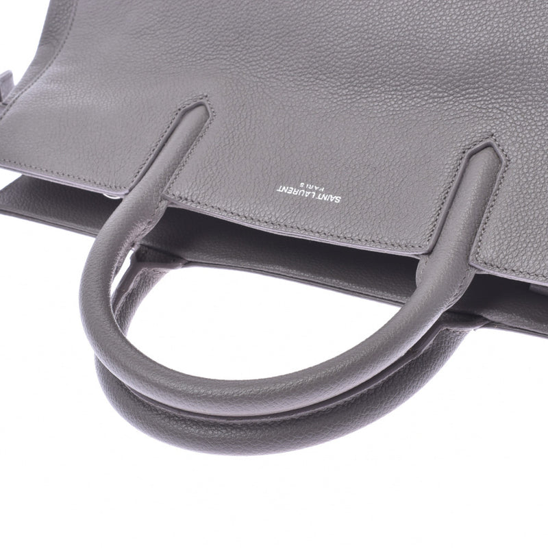 YVES SAINT LAURENT イヴサンローランカバリヴゴーシュ 2WAY bag gray Lady's calf handbag A rank used silver storehouse