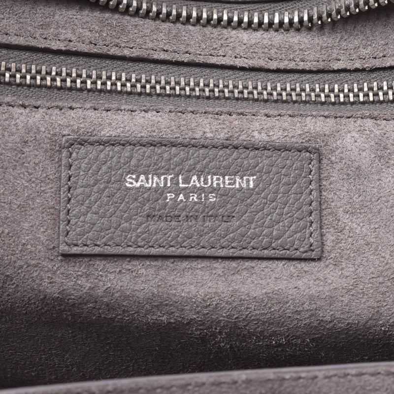 YVES SAINT LAURENT イヴサンローランカバリヴゴーシュ 2WAY bag gray Lady's calf handbag A rank used silver storehouse