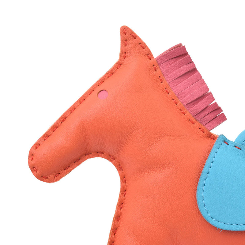 Hermes Rodeo GM horse motif orange poppy / blue sunseal / Rose azure Unisex