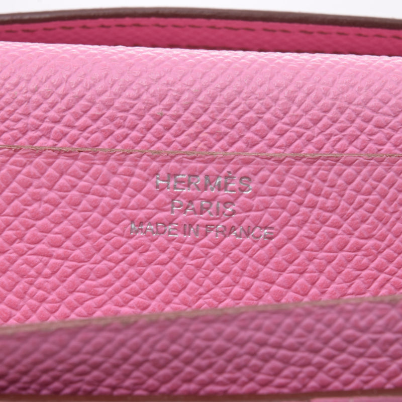 HERMES Hermes Bairnsfure pink silver metal fittings □M stamped (around 2009) Ladies Vow Epson long wallet B rank used Ginzo