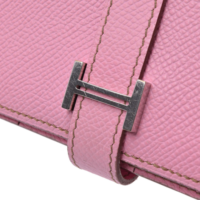 HERMES Hermes Bairnsfure pink silver metal fittings □M stamped (around 2009) Ladies Vow Epson long wallet B rank used Ginzo