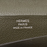 HERMES エルメスベアンスフレヴェールベロネーゼシルバー metal fittings □ K carved seal (about 2007) Lady's ostrich length wallet AB rank used silver storehouse