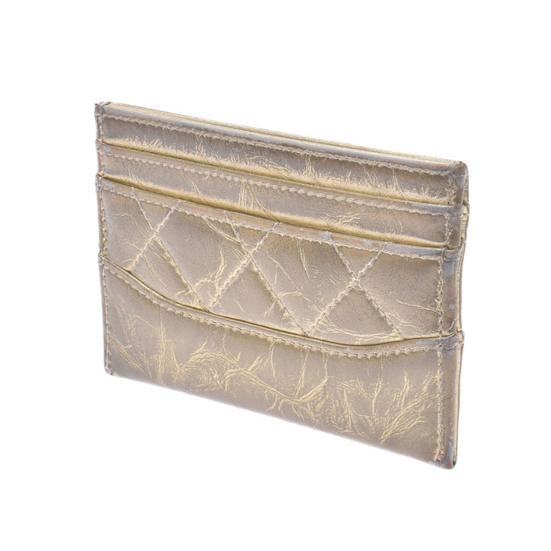 CHANEL Chanel matelasse gold Lady's lambskin card case B rank used silver storehouse