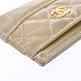 CHANEL Chanel matelasse gold Lady's lambskin card case B rank used silver storehouse