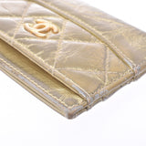 CHANEL Chanel matelasse gold Lady's lambskin card case B rank used silver storehouse