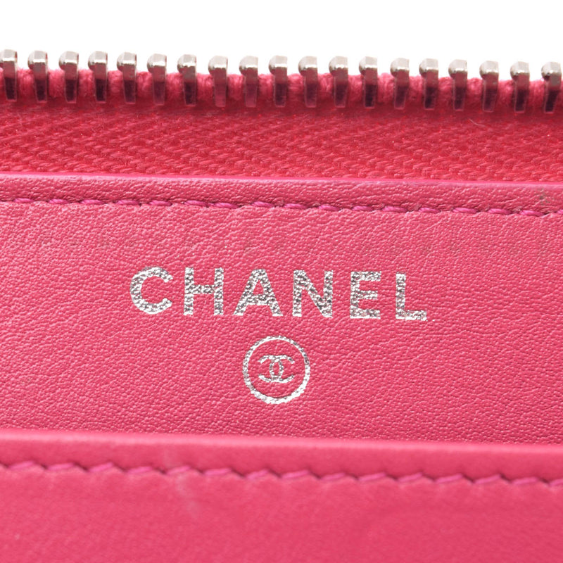 CHANEL シャネル ラウンドファスナー長財布 ピンク シルバー金具 レディース クロコダイル 長財布 ABランク 中古 銀蔵