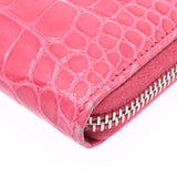CHANEL Chanel round fastener long wallet pink silver metal fittings Lady's crocodile long wallet AB rank used silver storehouse