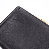 BVLGARI Bulgari pouch wallet black gold metal fittings Lady's calf folio wallet B rank used silver storehouse
